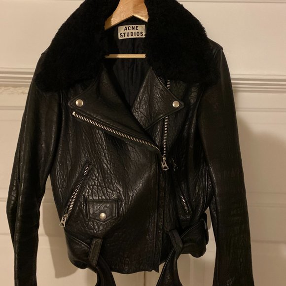 Acne Studios Mape Black Leather Jacket sz 38 - Picture 3 of 11